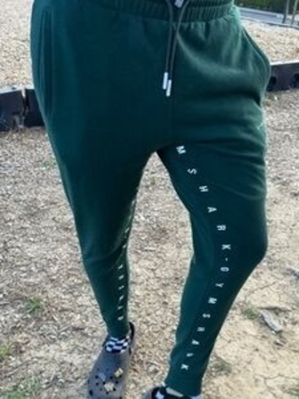 Gymshark Dark Green Joggers with White Logo